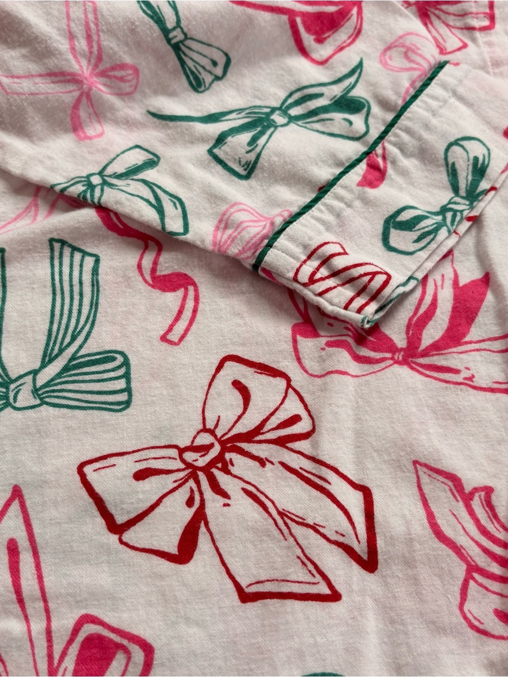 PJ Salvage - Pink & Green Bow-Print Long Sleeve Pajama Top XL - Picture 4 of 5